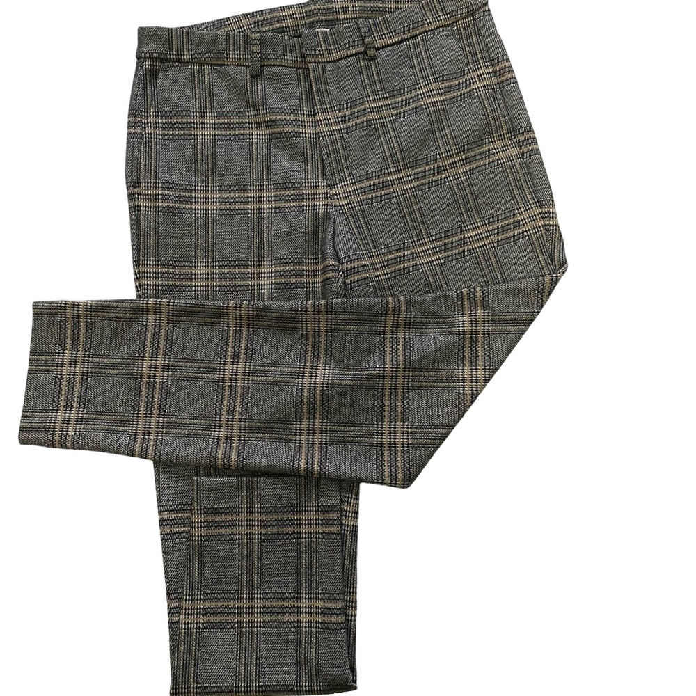 Core Life Neutral Soft Rayon Blend Plaid Office Career Stretch Pants. 30"x27"